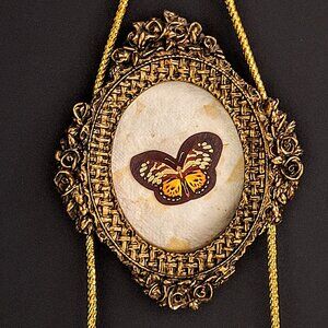 Vintage Ornate Framed Butterfly Wall Hanging 19" Excellent